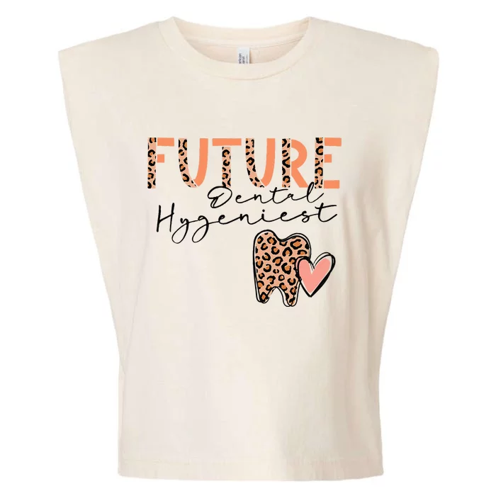 Future Dental Hygienist Cute Leopard Print Heart Design Garment-Dyed Women's Muscle Tee