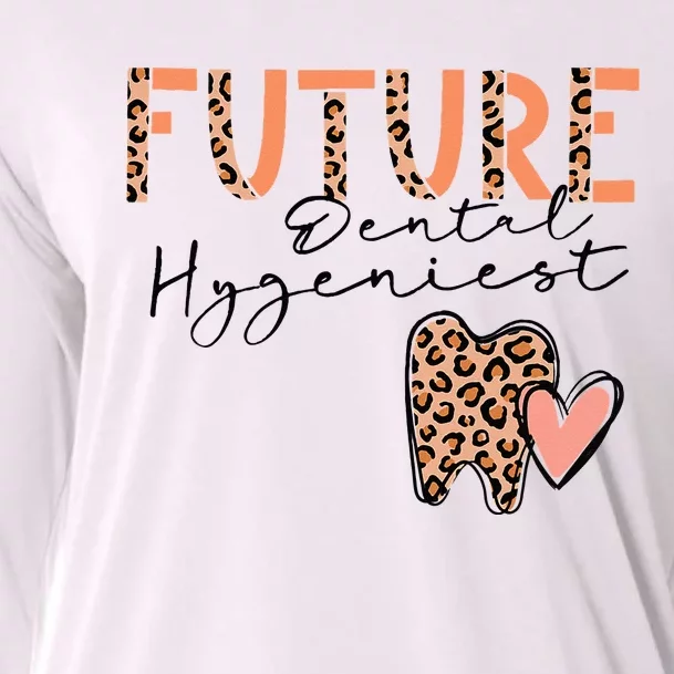 Future Dental Hygienist Cute Leopard Print Heart Design Cooling Performance Long Sleeve Crew