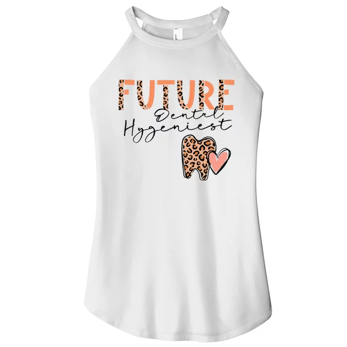 Future Dental Hygienist Cute Leopard Print Heart Design Women’s Perfect Tri Rocker Tank