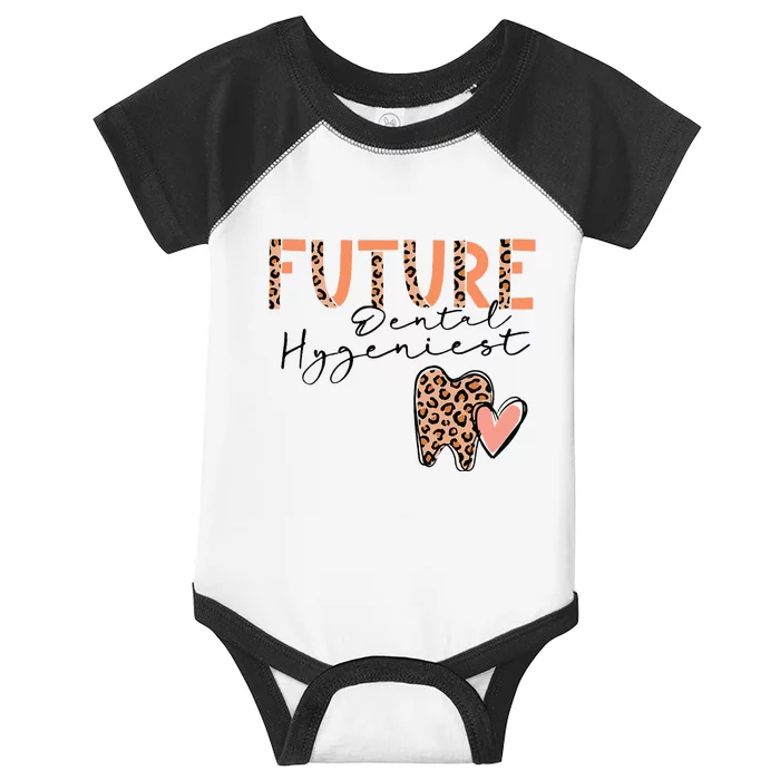 Future Dental Hygienist Cute Leopard Print Heart Design Infant Baby Jersey Bodysuit