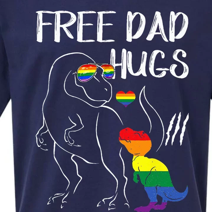 Free Dad Hugs LGBT Pride Dad Dinosaur Rex Proud Ally Sueded Cloud Jersey T-Shirt