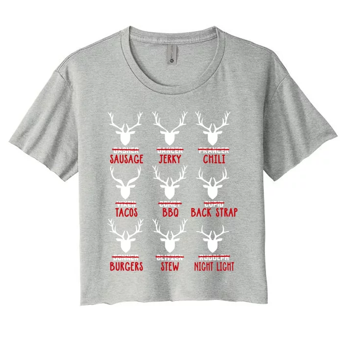 Funny Deer Hunting Hunters All Of Santa's Reindeer Funny Gift Women's Crop Top Tee