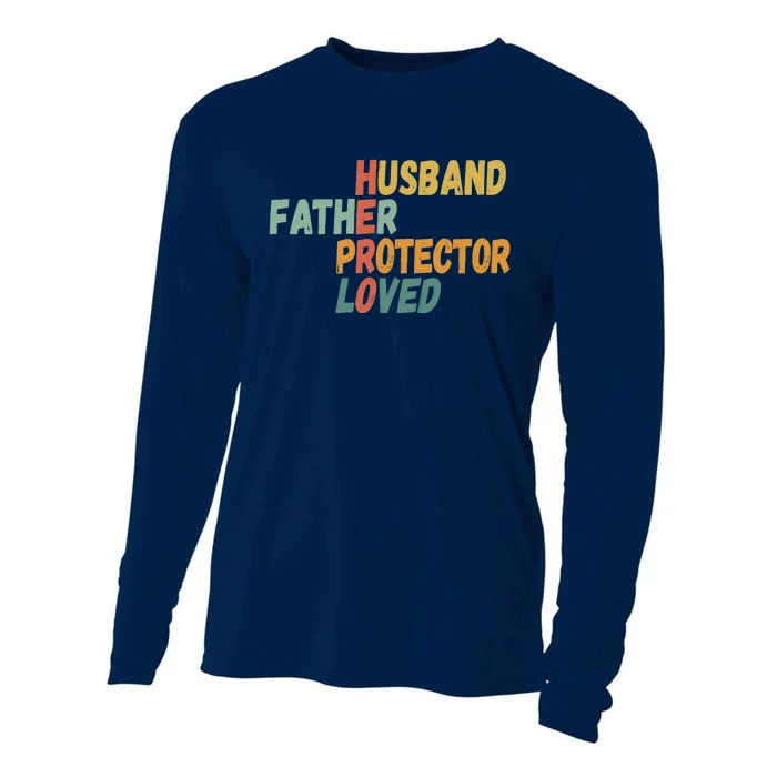 Father's Day Husband Father Protector Hero Loved - Dad Cooling Performance Long Sleeve Crew