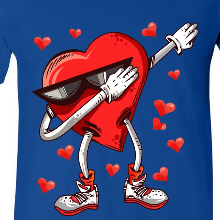 Funny Dabbing Heart Love Dab Dance Valentine's Day Gift V-Neck T-Shirt