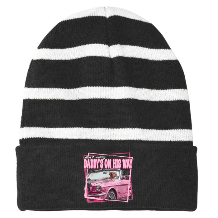 Funny Daddys Home Trump Pink 2024 Take America Back 2024 Striped Beanie with Solid Band