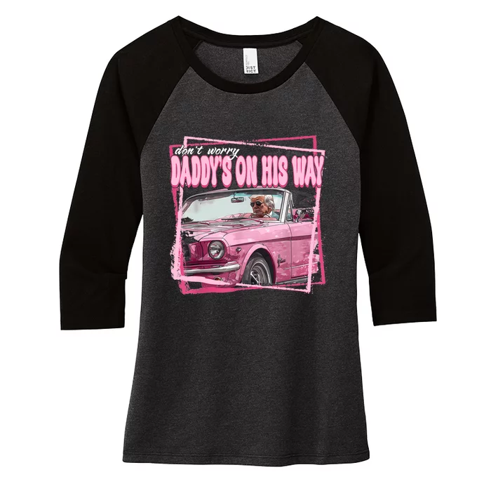 Funny Daddys Home Trump Pink 2024 Take America Back 2024 Women's Tri-Blend 3/4-Sleeve Raglan Shirt