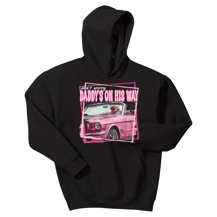 Funny Daddys Home Trump Pink 2024 Take America Back 2024 Kids Hoodie