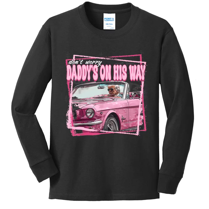 Funny Daddys Home Trump Pink 2024 Take America Back 2024 Kids Long Sleeve Shirt