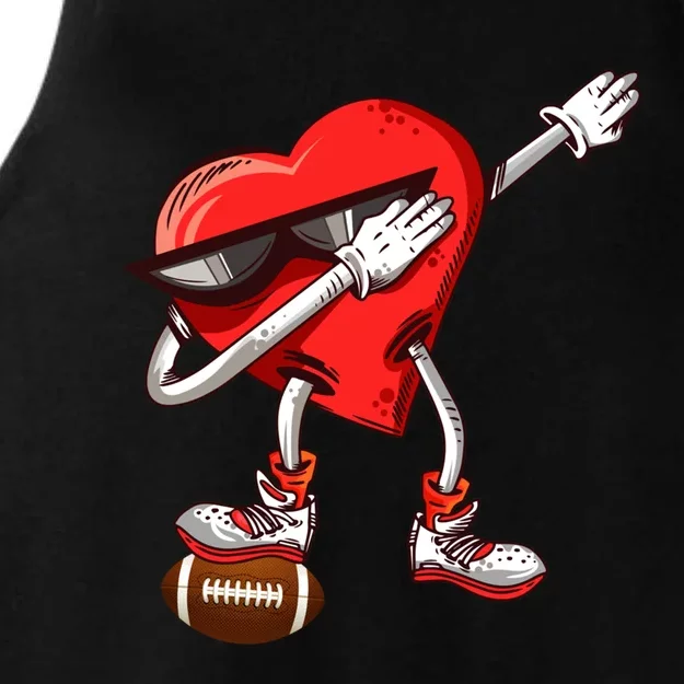 Funny Dabbing Heart Valentine's Day American Football Lover Gift Ladies Tri-Blend Wicking Tank