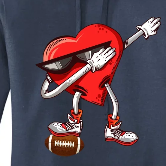 Funny Dabbing Heart Valentine's Day American Football Lover Gift Women's Pullover Hoodie