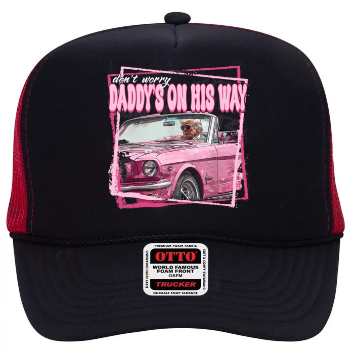 Funny DaddyS Home Trump Pink 2024 Take America Back 2024 High Crown Mesh Trucker Hat