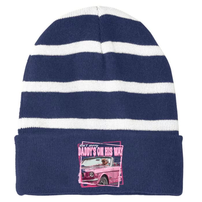 Funny DaddyS Home Trump Pink 2024 Take America Back 2024 Striped Beanie with Solid Band