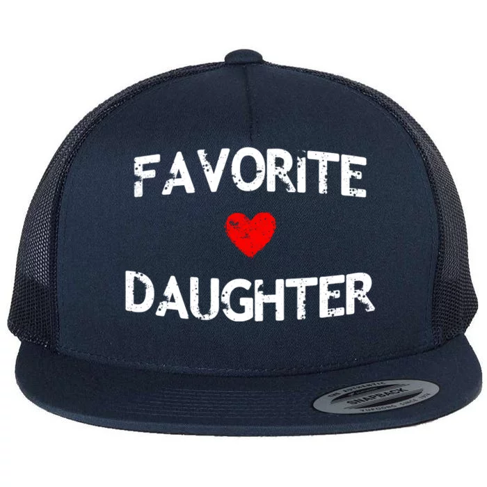 Favorite Daughter Heart Love Dad Mom Flat Bill Trucker Hat