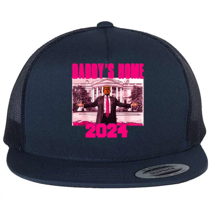 Funny DaddyS Home Trump Pink 2024 Take America Back 2024 Flat Bill Trucker Hat