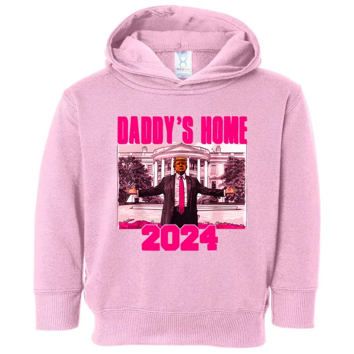 Funny DaddyS Home Trump Pink 2024 Take America Back 2024 Toddler Hoodie