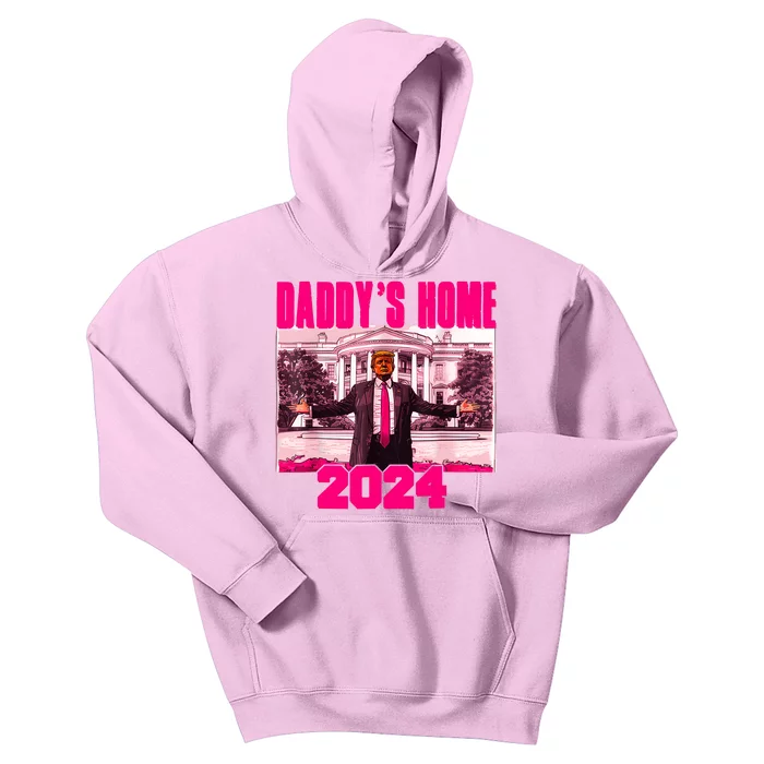 Funny DaddyS Home Trump Pink 2024 Take America Back 2024 Kids Hoodie