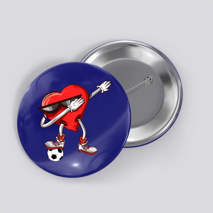 Funny Dabbing Heart Valentine's Day Football Soccer Lovers Gift Button