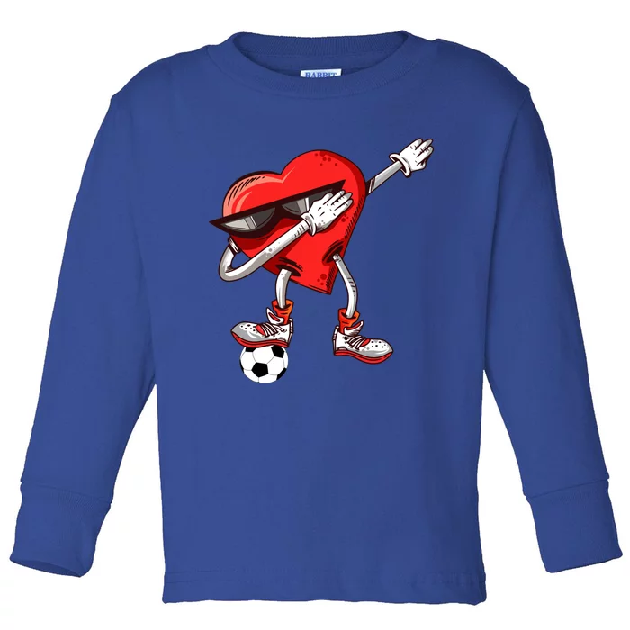 Funny Dabbing Heart Valentine's Day Football Soccer Lovers Gift Toddler Long Sleeve Shirt