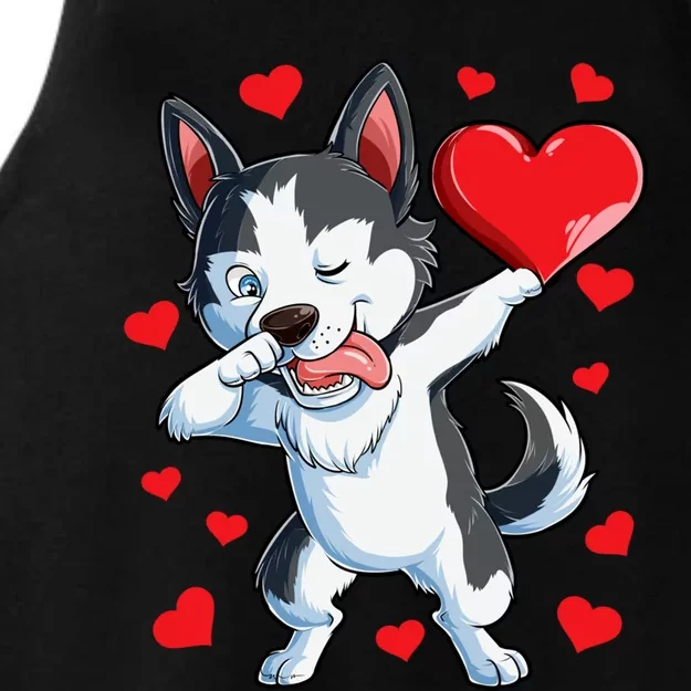 Funny Dabbing Husky Heart Valentine's Day Gift Gift Ladies Tri-Blend Wicking Tank