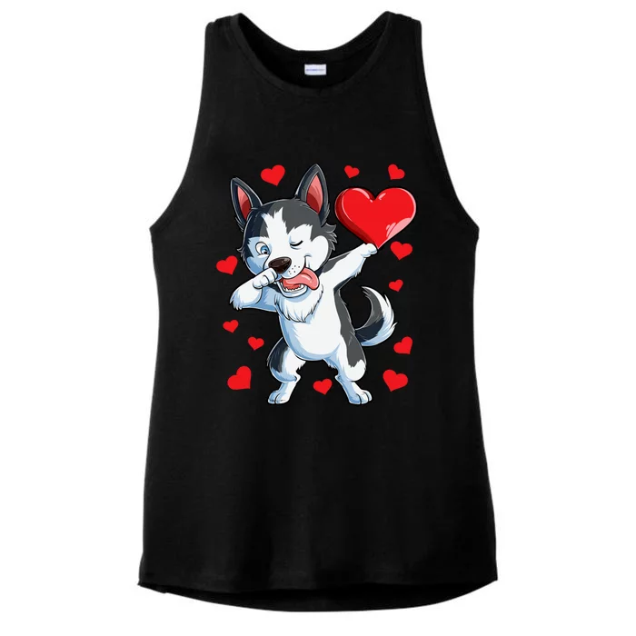 Funny Dabbing Husky Heart Valentine's Day Gift Gift Ladies Tri-Blend Wicking Tank