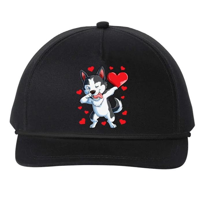 Funny Dabbing Husky Heart Valentine's Day Gift Gift Snapback Five-Panel Rope Hat