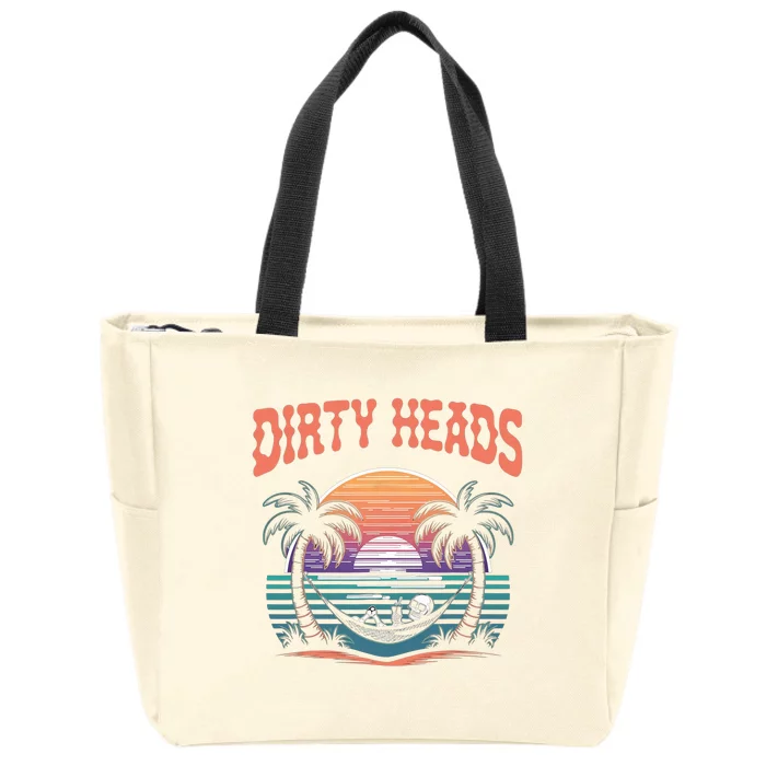 Funny Dirty Heads Retro Beach Zip Tote Bag