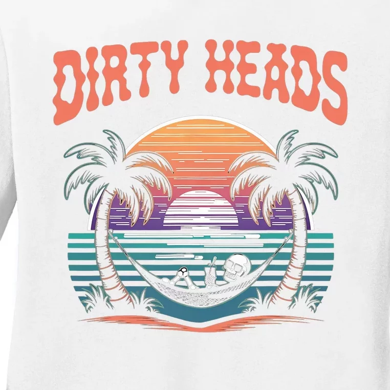 Funny Dirty Heads Retro Beach Ladies Long Sleeve Shirt