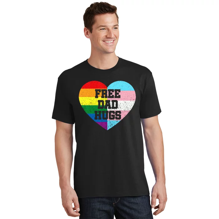 Free Dad Hugs Pride Lgbt Rainbow Flag Family T-Shirt