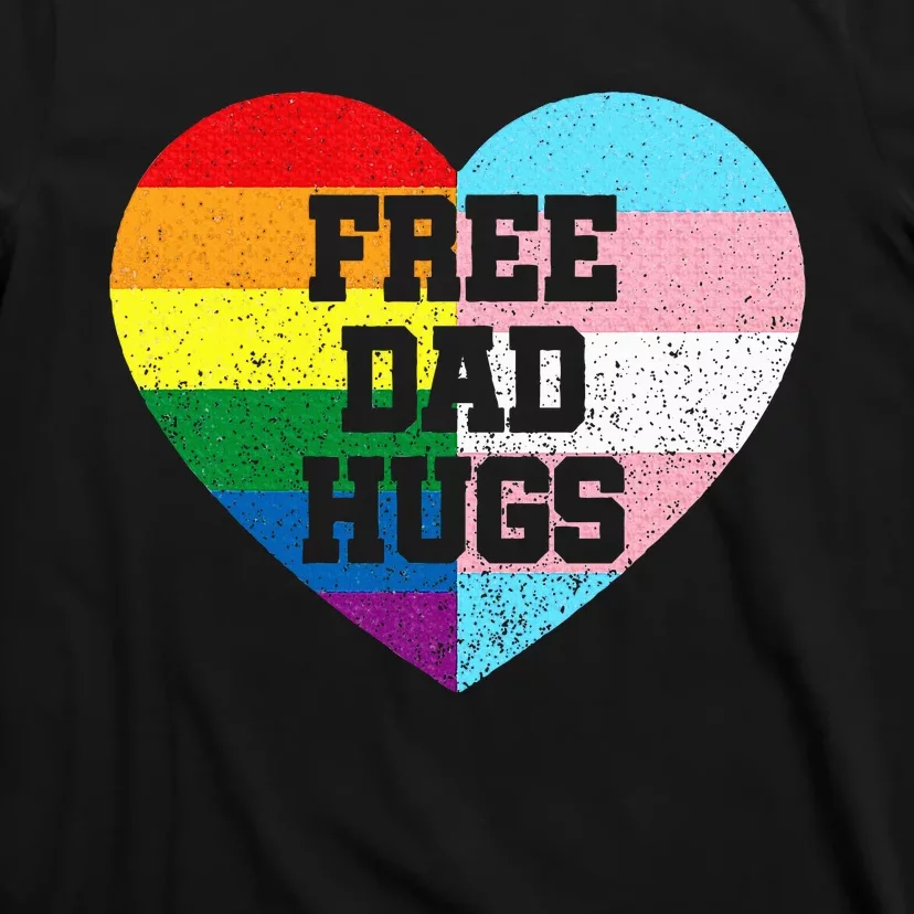 Free Dad Hugs Pride Lgbt Rainbow Flag Family T-Shirt