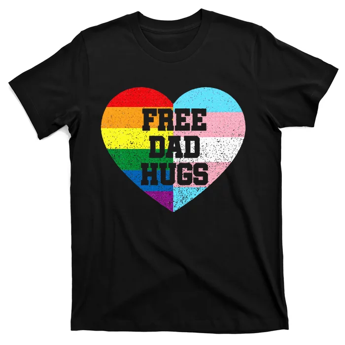 Free Dad Hugs Pride Lgbt Rainbow Flag Family T-Shirt