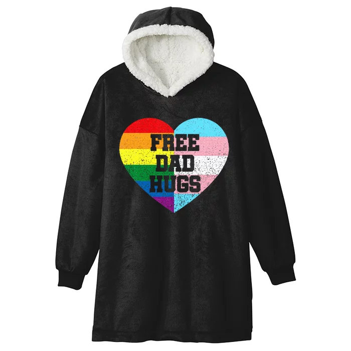 Free Dad Hugs Pride Lgbt Rainbow Flag Family Hooded Wearable Blanket