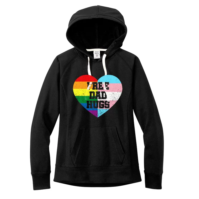 Free Dad Hugs Pride Lgbt Rainbow Flag Family Women's Fleece Hoodie