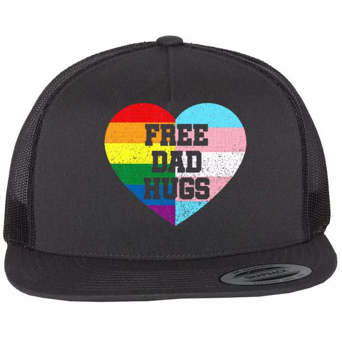 Free Dad Hugs Pride Lgbt Rainbow Flag Family Flat Bill Trucker Hat