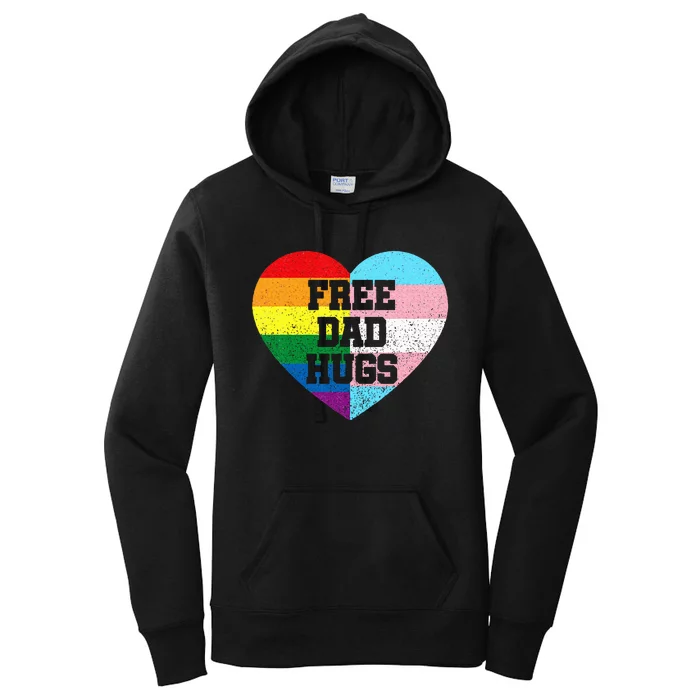 Free Dad Hugs Pride Lgbt Rainbow Flag Family Women's Pullover Hoodie