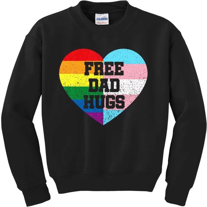 Free Dad Hugs Pride Lgbt Rainbow Flag Family Kids Sweatshirt