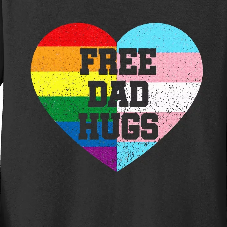 Free Dad Hugs Pride Lgbt Rainbow Flag Family Kids Long Sleeve Shirt