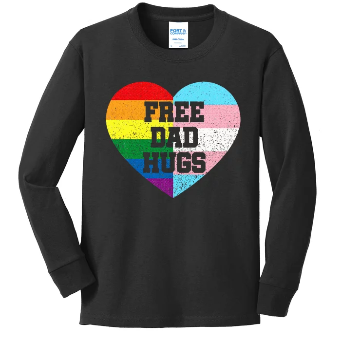 Free Dad Hugs Pride Lgbt Rainbow Flag Family Kids Long Sleeve Shirt