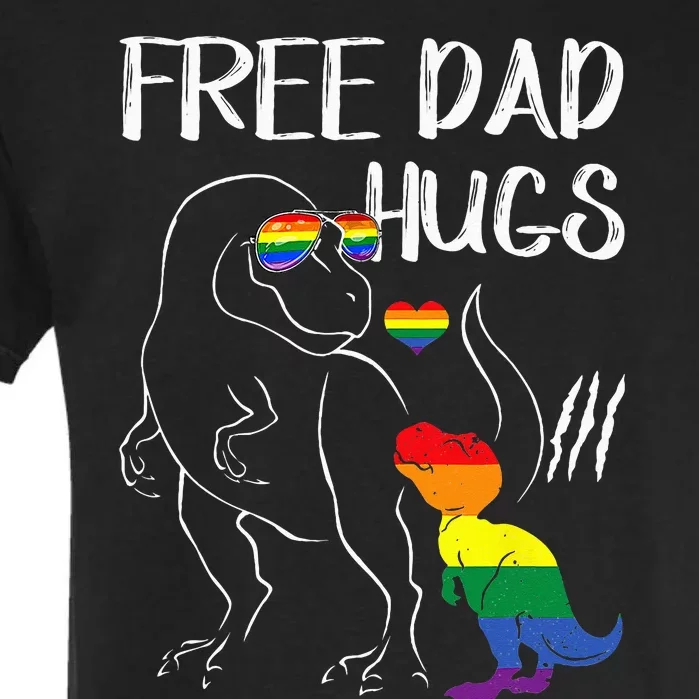 Free Dad Hugs LGBT Pride Dad Dinosaur Rex Proud Ally Garment-Dyed Heavyweight T-Shirt