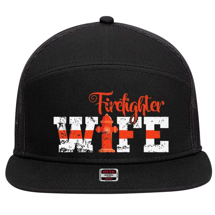 Fire Department Hydrant Firefighter Wife 7 Panel Mesh Trucker Snapback Hat