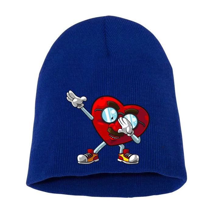 Funny Dabbing Heart Gift Cool Dance Lover Valentine's Day Gift Short Acrylic Beanie