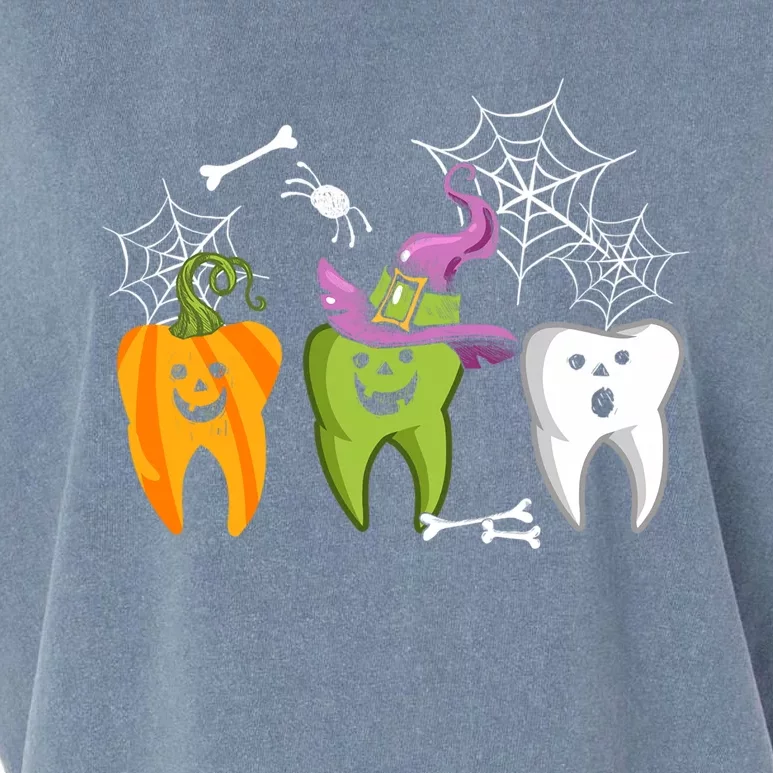 Funny Dental Hygienist Halloween Pumpkin Ghost Witch Tooth Gift Garment-Dyed Women's Muscle Tee