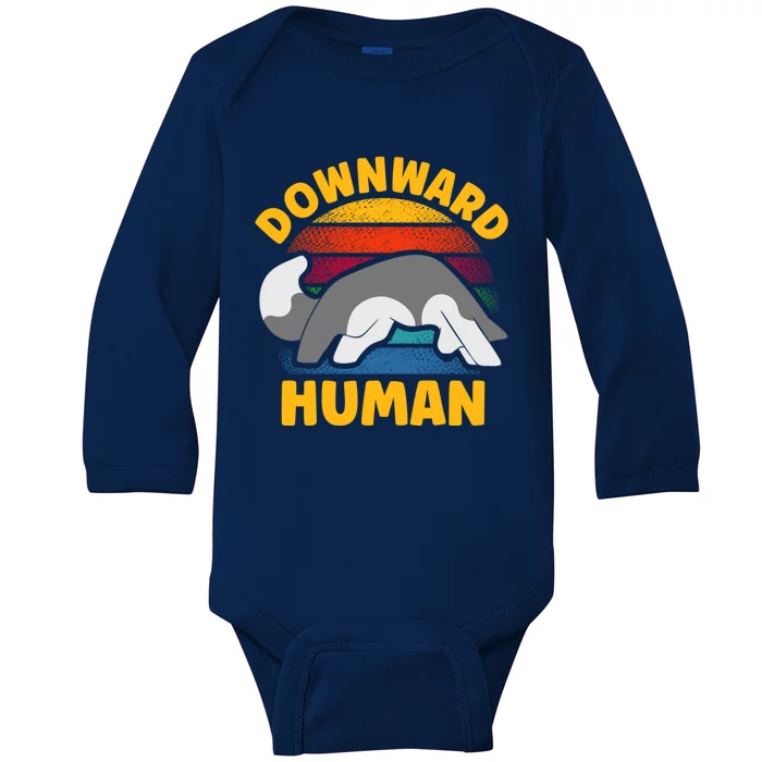 Funny Downward Hu Yoga Gift Baby Long Sleeve Bodysuit