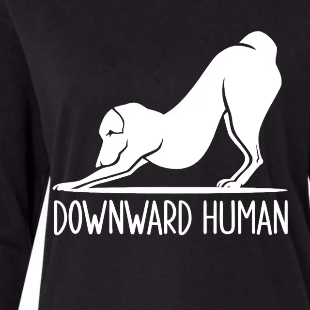 Funny Downward Hu Dog Yoga Design Cool Anime Print Gift Womens Cotton Relaxed Long Sleeve T-Shirt