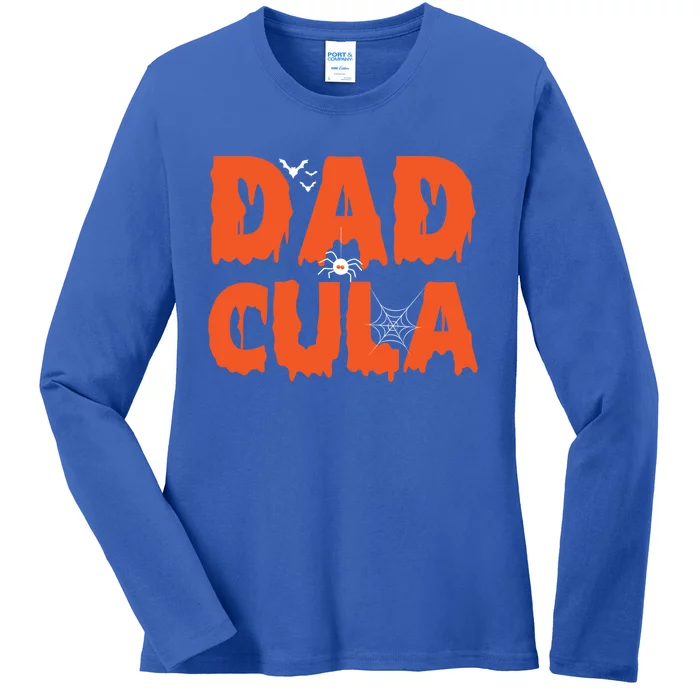 Funny Dadcula Halloween Dad Dracula Costume Momster Matching Gift Ladies Long Sleeve Shirt