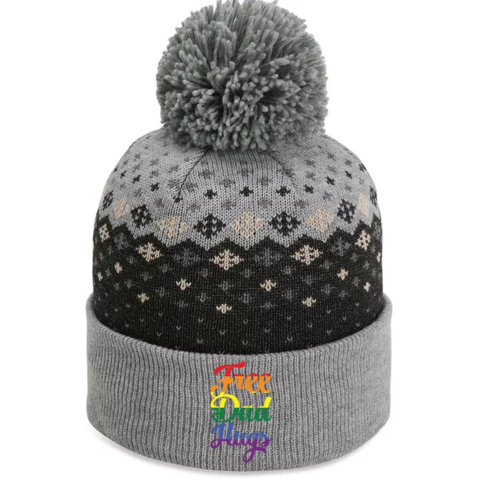 Free Dad Hugs And Love Lgbt Pride Rainbow Gift The Baniff Cuffed Pom Beanie