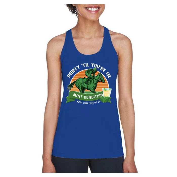 Funny Derby Horse Racing Mint Julep Bourbon Ing Party Gift Women's Racerback Tank