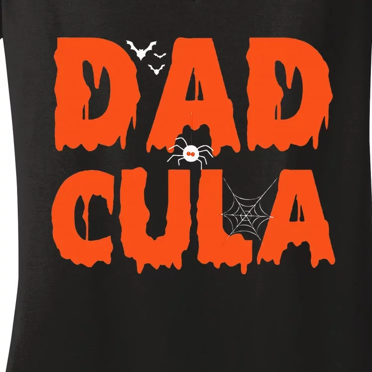 Funny Dadcula Halloween Dad Dracula Costume Momster matching Women's V-Neck T-Shirt