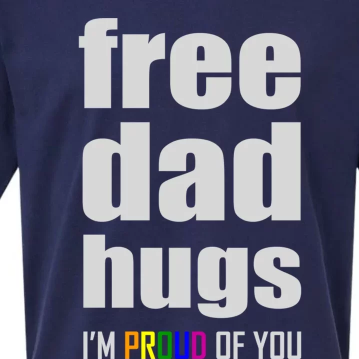 Free Dad Hugs Lgbt Pride Month Lgbtq Rainbow Flag Meaningful Gift Sueded Cloud Jersey T-Shirt