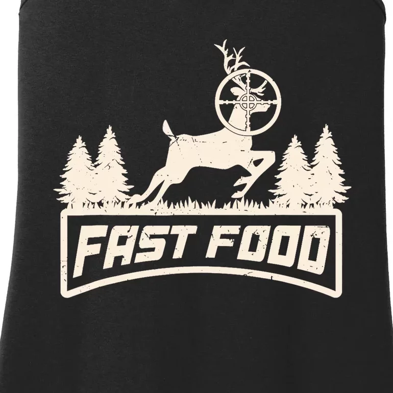 Funny Deer Hunting Season Fast Food Hunter Ladies Essential Tank