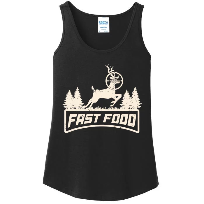 Funny Deer Hunting Season Fast Food Hunter Ladies Essential Tank